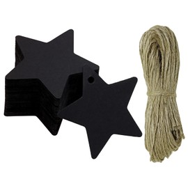 Tupalizy Star Gift Tags Blank Paper Hang Tags Labels with String for Gifts Bags Presents Bridal Shower Christmas Wedding Holiday Party Favors Jars Cans DIY Art Crafts Business, 90PCS(Black)