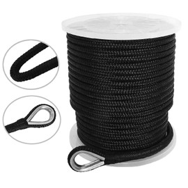 NovelBee 5/8 Inch X 300 Feet Double Braid Nylon Anchor Line with Stainless Steel Thimble and Plastic Chuck