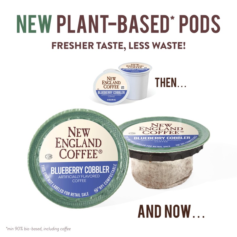 New England Coffee Blueberry Cobbler Medium Roast Single Serve Pods,