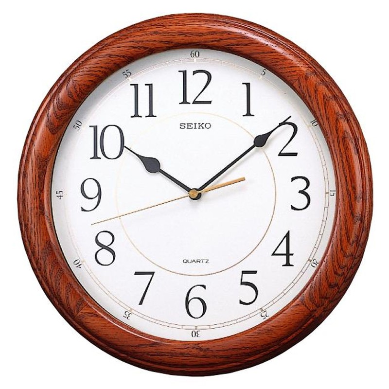 Seiko Wall Clock Quiet Sweep Second Hand Dark Brown Solid