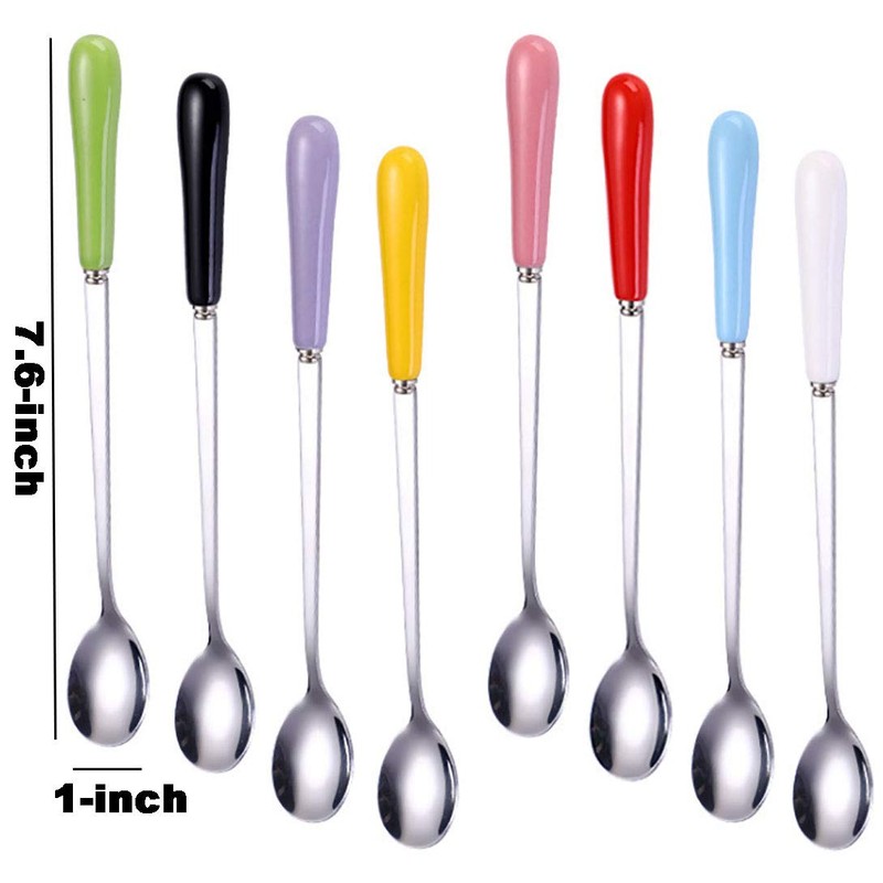 Goeielewe Mixing Spoons Set of 8, Stainless Steel Iced Teaspoons