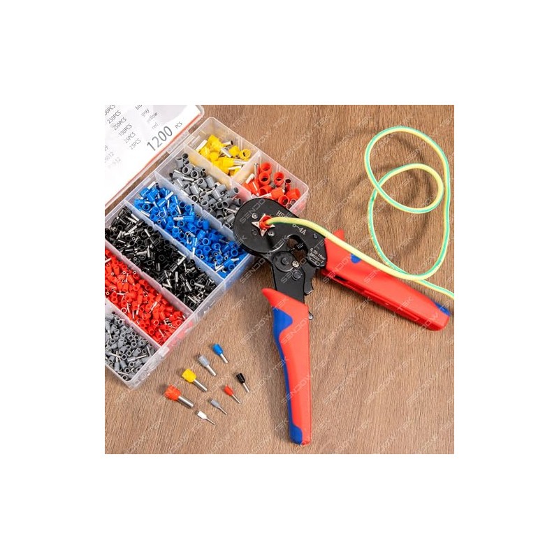 Sendowtek Kit de Terminales para Cable, Alicates Alambre Engarzado, 1200pcs