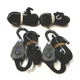 Quickie Tie Down Kit of 2 Quickie 1/4" Original Rope Tie-Downs and 2 pcs of 12ft Replacement Rope with Rubber Coated Steel S Hook