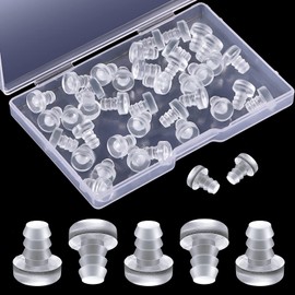 40 Pieces 5 mm Glass Top Table Bumpers with Stem 3/16 Inch Clear Rubber Glass Table Top Spacers Anti Slip Pads Non Adhesive Glass Table Rubber Grippers for Table Furniture Cabinet