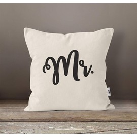 MoonWorks® Cushion Cover Printed Mr Mrs Partner Gift Wedding Gift Couple Gift Idea Husband Wife Mr Nature One Size