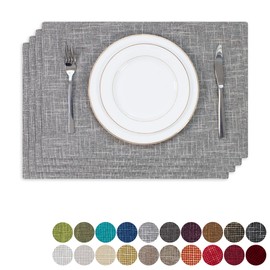 Kevin Textile - Juego de 4 manteles individuales lavables resistentes al calor, para fiestas, cenas, bufé, 33 x 48 cm, color gris claro