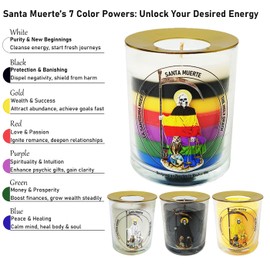 Black Santa Muerte Candle 59 Hours│Natural Soy Wax│Negative Energy Cleansing, Break Curses Hex Breaking, Ancient Protection, Spiritual Defense, Witchcraft Ritual, Brujeria│Design in Mexico City
