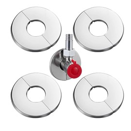 Stainless Steel Round Escutcheon Plate, Faucet Escutcheons Split Flange Plumbing Cover Plates for Kitchen, Bathroom, and Balcony Pipes 4（Hole Width 22mm）