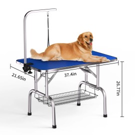 Heavy Duty Dog Grooming Table for Large Dogs Adjustable Height Portable Trimming and Drying TableColor: Silver Blue (U.S. Spot Goods), size: 46.06*25.39*5.71in (117*65*14.5cm)