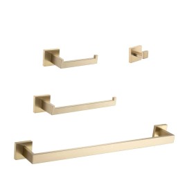 Bathroom Hardware Set Brushed Brass Wall Mounted Contemporary Design 25in Above Linear ShapeColor: as Pic Color