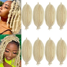 8 Packs Springy Afro Twist Hair 8 Inch Marley Twist Braiding Hair Blonde Kinky Twist Hair Short Marley Hair Wrapping Faux Soft Locs Extensions