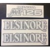 Honda Elsinore MT125, 1973 White Tank and Side Cover Decals,