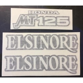 Honda Elsinore MT125, 1973  White Tank and Side Cover Decals,  Graphics