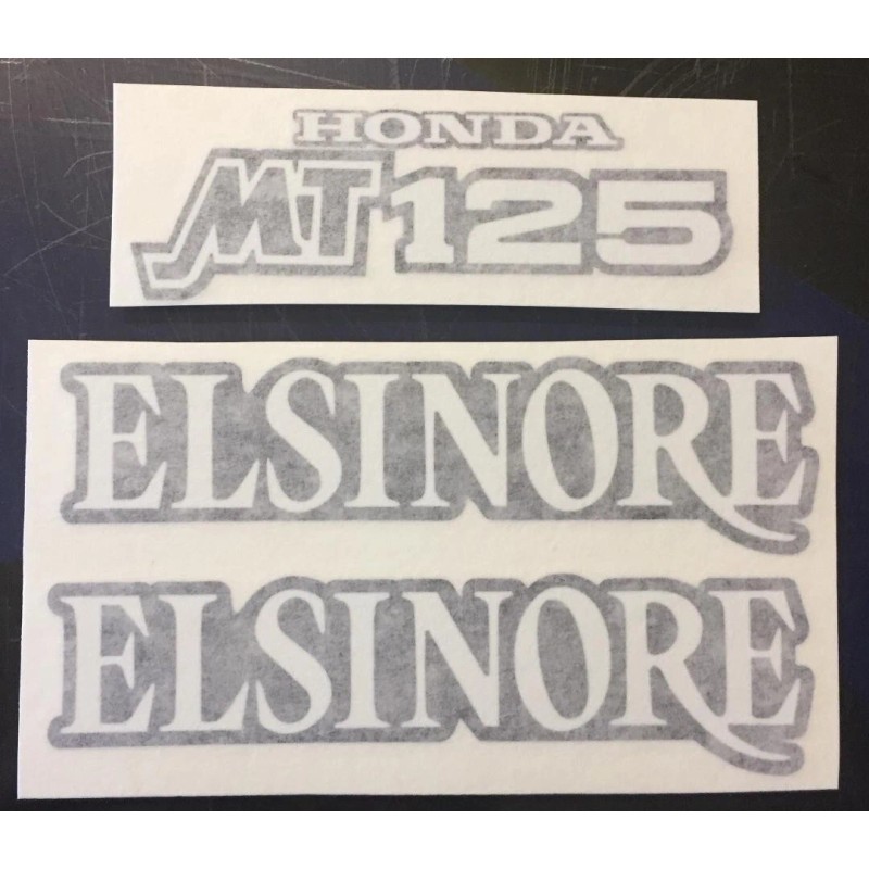 Honda Elsinore MT125, 1973 White Tank and Side Cover Decals,