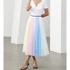 Women Pleated Long Tulle Skirt High Elastic Waist Swing Casual