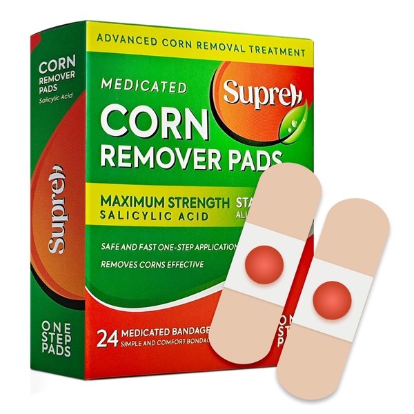 Corn Removers for Feet & Toes with Salicylic Acid, Corn Removers for Toes Pads, Foot Corn Remover & Callous Remover, 24 Pack