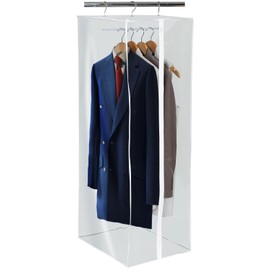 Garment Bag - Clear Hanging Closet Organizer - Durable Zippered Cover with Rod Protects Dresses, Suits, and Jackets from Dust and Moist- Top Metal Frame to Keep All Your Stuff in Shape- 54" x 20" x 15