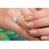 14k Gold Filled Adjustable Created White Opal Wrap Leaf Ring