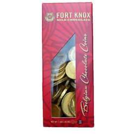 Fort Knox Gold Tone Foil Wrapped Belgian Milk Chocolate Coins, 1 Pound