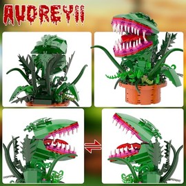 aphpaio Audrey 2 Juegos de Juguetes de Construcción de Planta Piraña, Pequeña Tienda de los Horrores Flores Caníbal con Boca Abrible Bloques de Constr