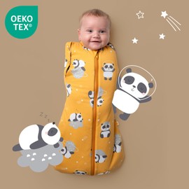 schlummersack Baby Swaddling Bag, 2.5 Tog, 3-6 Months, Breathable Cotton Baby Sleeping Bag, Ergonomic Swaddle for Safe Sleep, Panda, panda