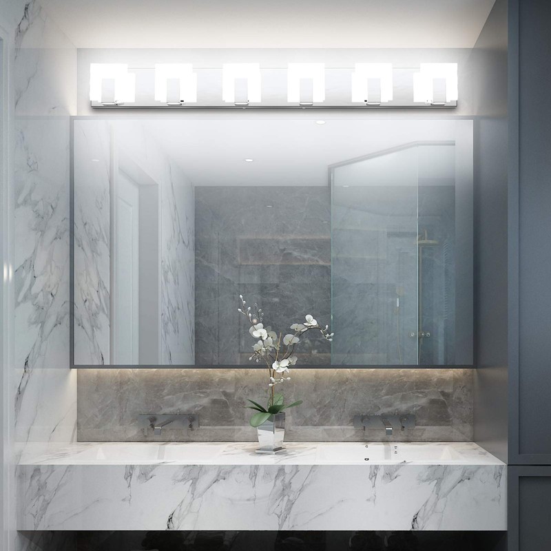 Aipsun 6 Lights Modern LED Bathroom Vanity Light Acrylic Stainless