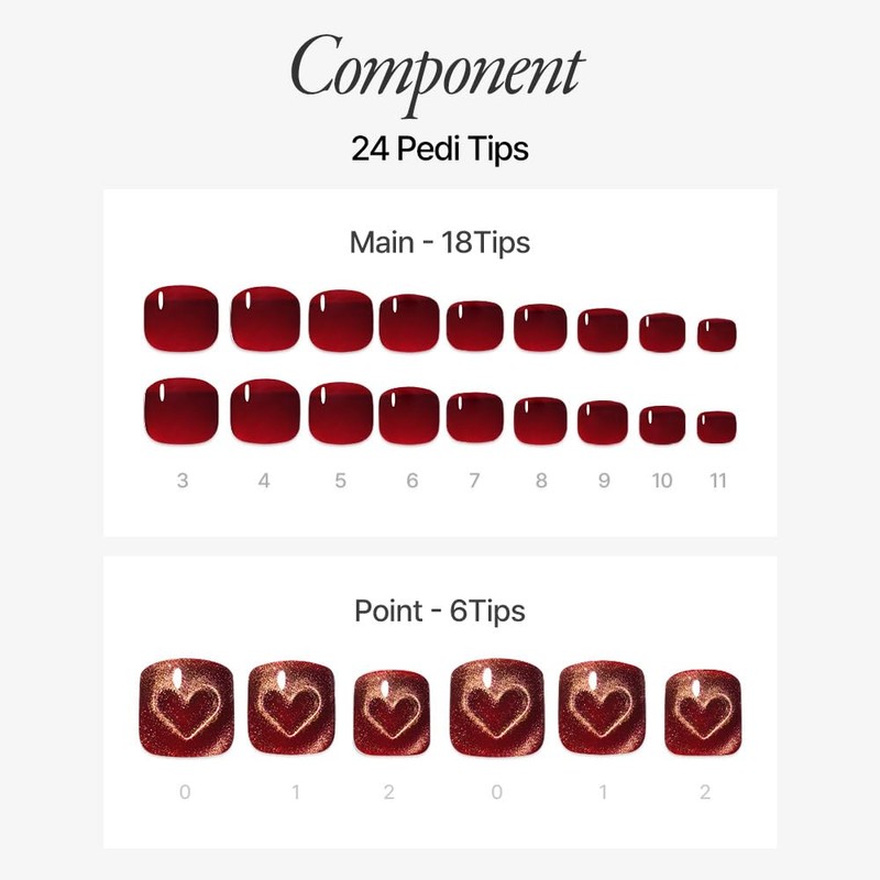 DASHING DIVA Magic Press Dark Scarlet 24 Tips Pedicure Nail