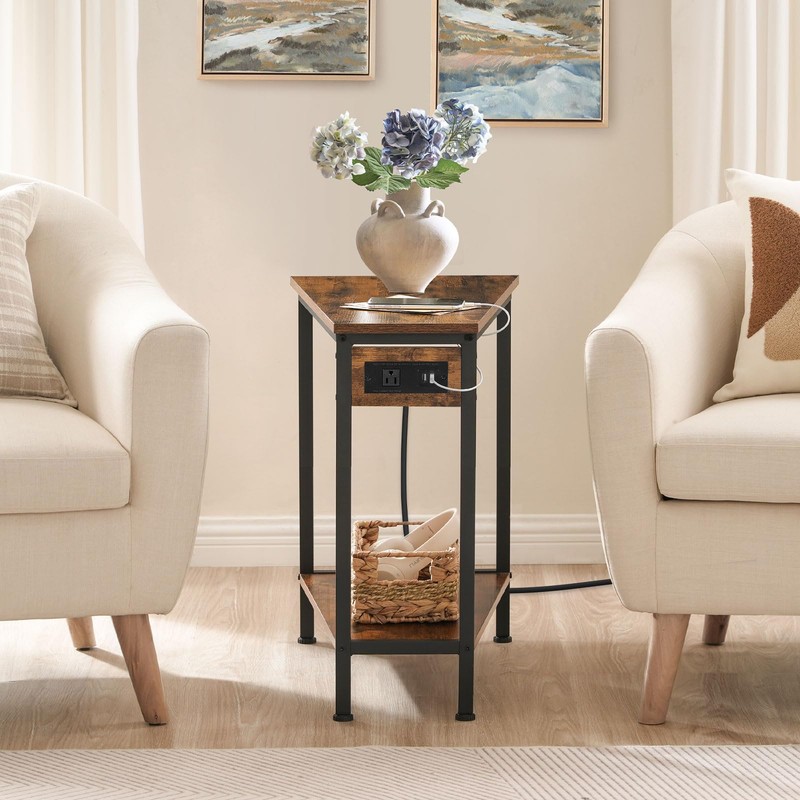 HOOBRO Wedge End Table with Charging Station, Recliner Wedge Side