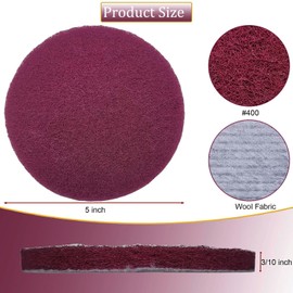 10 PCS 5 Inch 400 Grit Scrubber Scouring Pads Flocking Scuff Pads -Hoop and Loop Scuff Pads Conditioning Discs Polishing Pad for Furniture Automotive Cleaning, Rust Removal