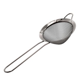 WOLVINA Black Fine Mesh Strainer - 304 Stainless Steel Handheld Sieve, Small Kitchen Filter for Baking, Tea & Cocktail Making(8.3inch)