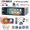 CFRIATO Car Stereo Single 1 Din 5" Apple CarPlay touchscreen Bluetooth Radio 3*USB MP5