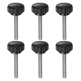 QUARKZMAN Pack of 6 Thumb Screws with Thread M5 x 35 mm x 22 mm Round Head Screw Stainless Steel 304 Round Handle Bolt Clamping Buttons 22 mm Hand Buttons Thumb Screws Tension Screw for Industrial