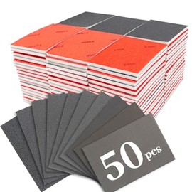 50 PCS Sanding Sponge Assortment, 180-3000 Grit Sandpaper Assortment, Hook & Loop Sanding Block for Wood, Metal, Drywall, Furniture Polishing - Dry Wet Sanding Paper for Smooth Finishing