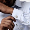 Birthstone Button Cover Cufflinks for Men,Shiny 18K Gold Tone Dress