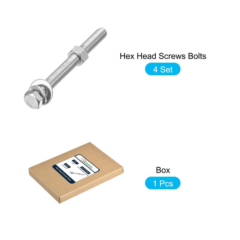 METALLIXITY Hex Head Screws Bolts, Nuts, Flat & Lock Washers
