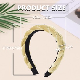 Taeku Headbands for Women, Velvet Braided Headbands Fashion Hairband Criss Cross Hair Accessories (Beige)