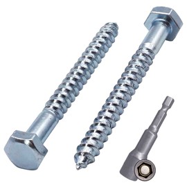 (Pack of 60) DIN 571 Galvanised Steel Hex Wood Screws M6 x 60 mm Rail Screws Hex Screw Key Screws Hex Head (60, M6 x 60 mm)