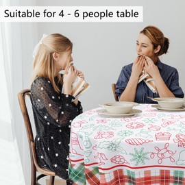 Christmas Oval Tablecloth 60 x 84 Inches, Red Green Plaid Tablecloth Table Cover Table Cloths for Parties Kitchen Dining Table, Polyester Fabric Winter Tablecloth, Cute Christmas Decor Accessories