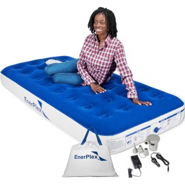 EnerPlex Camping Air Mattress with Built in Pump - Twin Blow Up Mattress for Travel Guests - Portable Bed for Adults and Kids - Blue Open Box