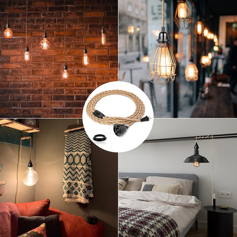 Plug in Hanging Light Fixture, 15FT Pendant Lamp Lights Cord