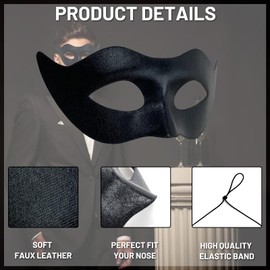 HyperFun HyperFun Masquerade Mask for Men Classic Vintage Venetian Mens Mask Lightweight Gentle, Specially for Costume, Theme Parties