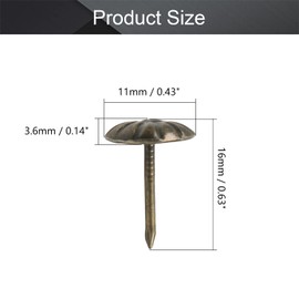 MroMax Upholstery Nails Tacks 0.43" Head Dia Iron Vintage Style Metal Round Thumb Push Pins 0.63" Height for Furniture Decoration Chair Hardware Cork Board Sofa Headboards Bronze Tone 150Pcs