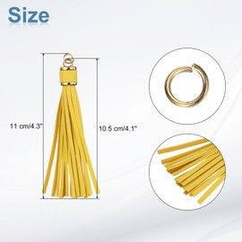 uxcell 12pcs PU Leather Tassels, 4.3 Inch Keychain Tassel Charm Tassel Purse Charm with Small Rings for Jewelry Making, Handbag, DIY Crafts, Phone Straps (Gold)