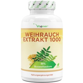 Frankincense extract - 360 capsules - 1000 mg per daily serving (2 capsules) - min. 65% Boswellia Acid - 100% Boswellia Serrata No Additives & Fillers - Vegan - Premium Quality - Vit4ever