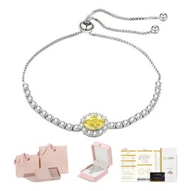 Pulseras De Plata 925 Mujer Zafiro Amarillo Elegantes Regalo