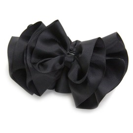 Big Ruffle Ribbon Motif Grosgrain Drape Banana Clip jewelvox (Jeweled Box) - blk