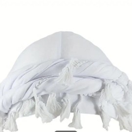Turban For Men, Vintage Twist Head Wraps Durag With Tassel, Hair Wrap - Color: White
