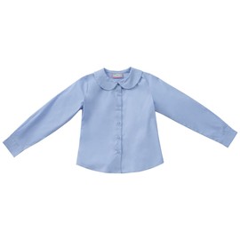 Classroom School Uniforms girls Long Sleeve Stretch Peter Pan Blouse, Light Blue, Large US