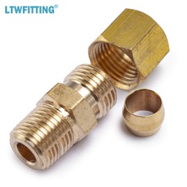LTWFITTING Brass 1/4 OD x 1/8 Male NPT Compression Connector Fitting(Pack of 5)