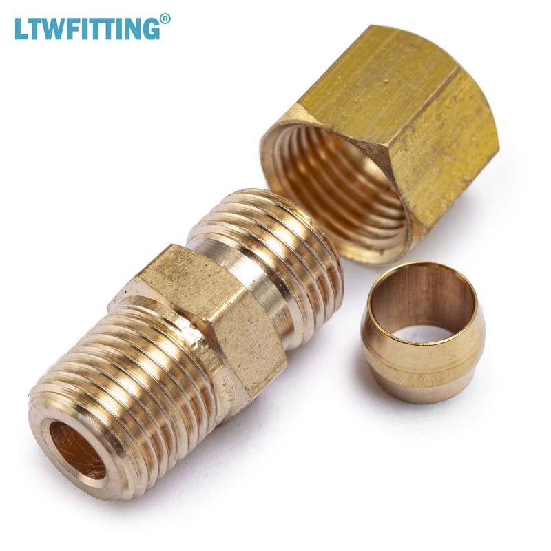 LTWFITTING Brass 1/4 OD x 1/8 Male NPT Compression Connector